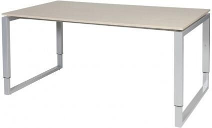 Schaffenburg Domino Plus bureau hoogte instelbaar (62-85cm) met 160x90cm'zwevend'lindberg eiken 20mm blad en aluminium (RAL9006) O-poot frame