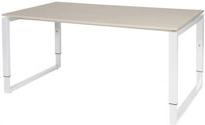Schaffenburg Domino Plus bureau hoogte instelbaar (62-85cm) met 160x90cm'zwevend'lindberg eiken 20mm blad en wit (RAL9010) O-poot frame