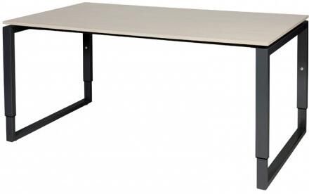 Schaffenburg Domino Plus bureau hoogte instelbaar (62-85cm) met 160x90cm'zwevend'lindberg eiken 20mm blad en zwart (RAL9011) O-poot frame