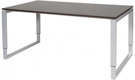 Schaffenburg Domino Plus bureau hoogte instelbaar (62-85cm) met 160x90cm'zwevend'wenge donker 20mm blad en aluminium (RAL9006) O-poot frame