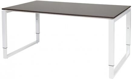 Schaffenburg Domino Plus bureau hoogte instelbaar (62-85cm) met 160x90cm'zwevend'wenge donker 20mm blad en wit (RAL9010) O-poot frame