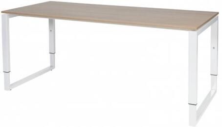 Schaffenburg Domino Plus bureau hoogte instelbaar (62-85cm) met 180x80cm'zwevend'kersen licht 20mm blad en wit (RAL9010) O-poot frame
