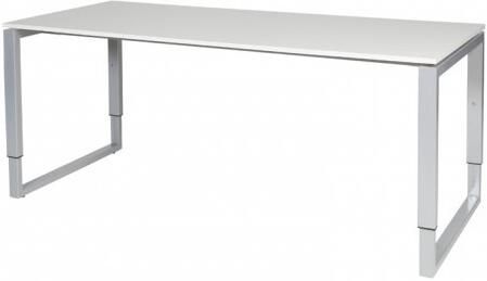 Schaffenburg Domino Plus bureau hoogte instelbaar (62-85cm) met 180x80cm'zwevend'lindberg eiken 20mm blad en aluminium (RAL9006) O-poot frame