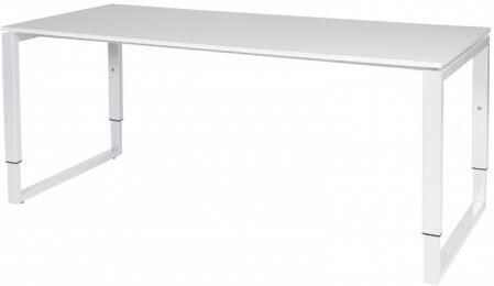 Schaffenburg Domino Plus bureau hoogte instelbaar (62-85cm) met 180x80cm'zwevend'krijtwit 20mm blad en wit (RAL9010) O-poot frame