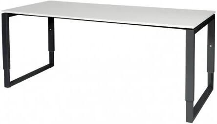 Schaffenburg Domino Plus bureau hoogte instelbaar (62-85cm) met 180x80cm'zwevend'licht grijs 20mm blad en zwart (RAL9011) O-poot frame