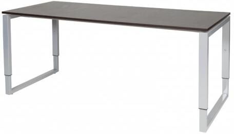 Schaffenburg Domino Plus bureau hoogte instelbaar (62-85cm) met 180x80cm'zwevend'wenge donker 20mm blad en aluminium (RAL9006) O-poot frame