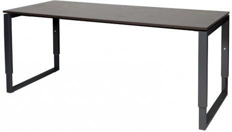 Schaffenburg Domino Plus bureau hoogte instelbaar (62-85cm) met 180x80cm'zwevend'wenge donker 20mm blad en zwart (RAL9011) O-poot frame