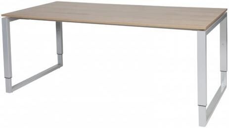 Schaffenburg Domino Plus bureau hoogte instelbaar (62-85cm) met 180x90cm'zwevend'kersen licht 20mm blad en aluminium (RAL9006) O-poot frame