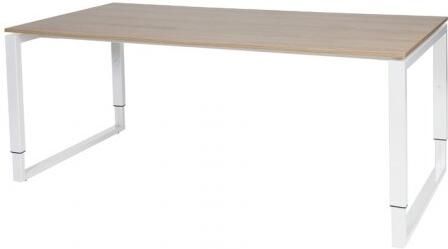 Schaffenburg Domino Plus bureau hoogte instelbaar (62-85cm) met 180x90cm'zwevend'kersen licht 20mm blad en wit (RAL9010) O-poot frame