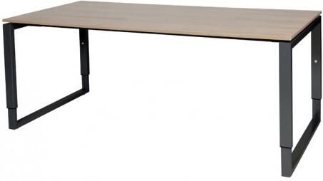 Schaffenburg Domino Plus bureau hoogte instelbaar (62-85cm) met 180x90cm'zwevend'kersen licht 20mm blad en zwart (RAL9011) O-poot frame