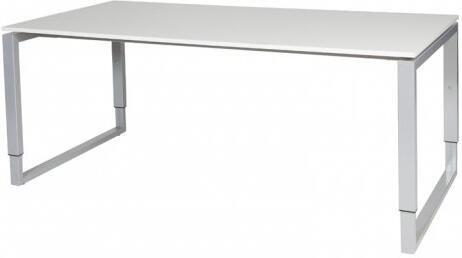Schaffenburg Domino Plus bureau hoogte instelbaar (62-85cm) met 180x90cm'zwevend'krijtwit 20mm blad en aluminium (RAL9006) O-poot frame