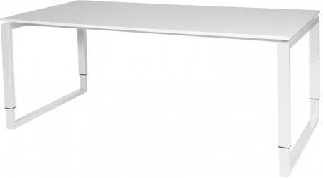 Schaffenburg Domino Plus bureau hoogte instelbaar (62-85cm) met 180x90cm'zwevend'licht grijs 20mm blad en wit (RAL9010) O-poot frame
