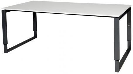 Schaffenburg Domino Plus bureau hoogte instelbaar (62-85cm) met 180x90cm'zwevend'licht grijs 20mm blad en zwart (RAL9011) O-poot frame