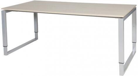 Schaffenburg Domino Plus bureau hoogte instelbaar (62-85cm) met 180x90cm'zwevend'lindberg eiken 20mm blad en aluminium (RAL9006) O-poot frame