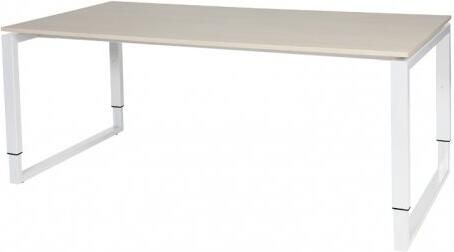 Schaffenburg Domino Plus bureau hoogte instelbaar (62-85cm) met 180x90cm'zwevend'wenge donker 20mm blad en aluminium (RAL9006) O-poot frame