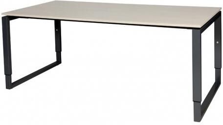 Schaffenburg Domino Plus bureau hoogte instelbaar (62-85cm) met 180x90cm'zwevend'lindberg eiken 20mm blad en zwart (RAL9011) O-poot frame