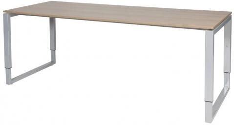 Schaffenburg Domino Plus bureau hoogte instelbaar (62-85cm) met 200x80cm'zwevend'kersen licht 20mm blad en aluminium (RAL9006) O-poot frame