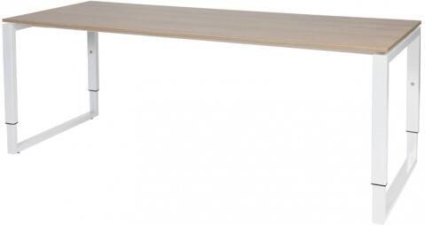 Schaffenburg Domino Plus bureau hoogte instelbaar (62-85cm) met 200x80cm'zwevend'kersen licht 20mm blad en wit (RAL9010) O-poot frame