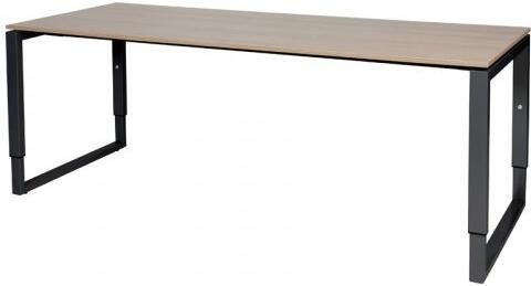 Schaffenburg Domino Plus bureau hoogte instelbaar (62-85cm) met 200x80cm'zwevend'kersen licht 20mm blad en zwart (RAL9011) O-poot frame