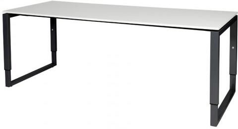 Schaffenburg Domino Plus bureau hoogte instelbaar (62-85cm) met 200x80cm'zwevend'krijtwit 20mm blad en zwart (RAL9011) O-poot frame
