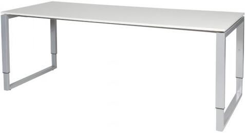 Schaffenburg Domino Plus bureau hoogte instelbaar (62-85cm) met 200x80cm'zwevend'krijtwit 20mm blad en aluminium (RAL9006) O-poot frame
