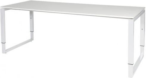 Schaffenburg Domino Plus bureau hoogte instelbaar (62-85cm) met 200x80cm'zwevend'licht grijs 20mm blad en wit (RAL9010) O-poot frame
