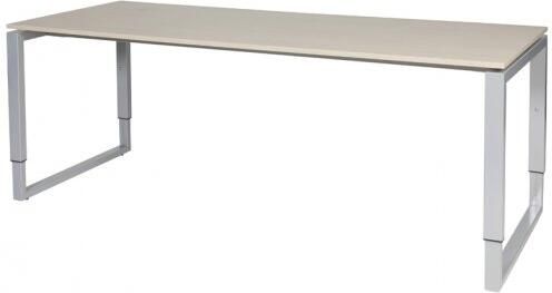 Schaffenburg Domino Plus bureau hoogte instelbaar (62-85cm) met 200x80cm'zwevend'lindberg eiken 20mm blad en aluminium (RAL9006) O-poot frame