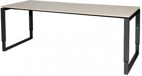 Schaffenburg Domino Plus bureau hoogte instelbaar (62-85cm) met 200x80cm'zwevend'lindberg eiken 20mm blad en zwart (RAL9011) O-poot frame