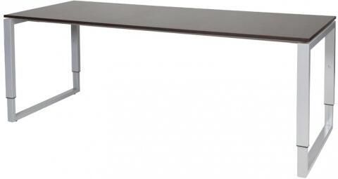 Schaffenburg Domino Plus bureau hoogte instelbaar (62-85cm) met 200x80cm'zwevend'wenge donker 20mm blad en aluminium (RAL9006) O-poot frame