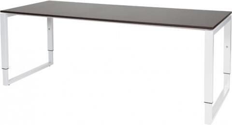 Schaffenburg Domino Plus bureau hoogte instelbaar (62-85cm) met 200x80cm'zwevend'wenge donker 20mm blad en wit (RAL9010) O-poot frame