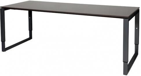 Schaffenburg Domino Plus bureau hoogte instelbaar (62-85cm) met 200x80cm'zwevend'wenge donker 20mm blad en zwart (RAL9011) O-poot frame