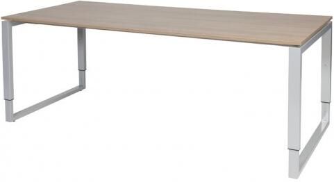 Schaffenburg Domino Plus bureau hoogte instelbaar (62-85cm) met 200x90cm'zwevend'kersen licht 20mm blad en aluminium (RAL9006) O-poot frame