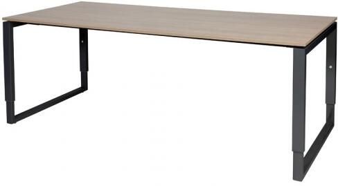 Schaffenburg Domino Plus bureau hoogte instelbaar (62-85cm) met 200x90cm'zwevend'kersen licht 20mm blad en zwart (RAL9011) O-poot frame