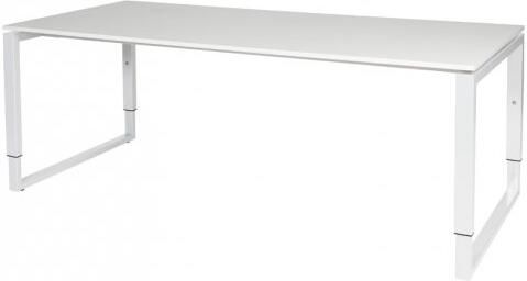 Schaffenburg Domino Plus bureau hoogte instelbaar (62-85cm) met 200x90cm'zwevend'licht grijs 20mm blad en wit (RAL9010) O-poot frame