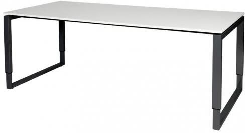 Schaffenburg Domino Plus bureau hoogte instelbaar (62-85cm) met 200x90cm'zwevend'licht grijs 20mm blad en zwart (RAL9011) O-poot frame
