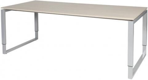 Schaffenburg Domino Plus bureau hoogte instelbaar (62-85cm) met 200x90cm'zwevend'lindberg eiken 20mm blad en aluminium (RAL9006) O-poot frame