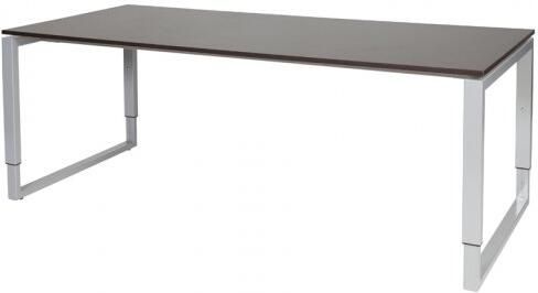 Schaffenburg Domino Plus bureau hoogte instelbaar (62-85cm) met 200x90cm'zwevend'wenge donker 20mm blad en aluminium (RAL9006) O-poot frame
