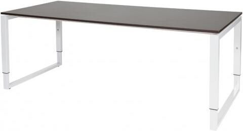 Schaffenburg Domino Plus bureau hoogte instelbaar (62-85cm) met 200x90cm'zwevend'wenge donker 20mm blad en wit (RAL9010) O-poot frame