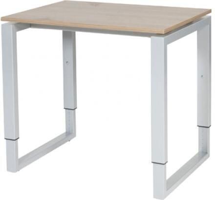 Schaffenburg Domino Plus bureau hoogte instelbaar (62-85cm) met 80x60cm'zwevend'kersen licht 20mm blad en aluminium (RAL9006) O-poot frame