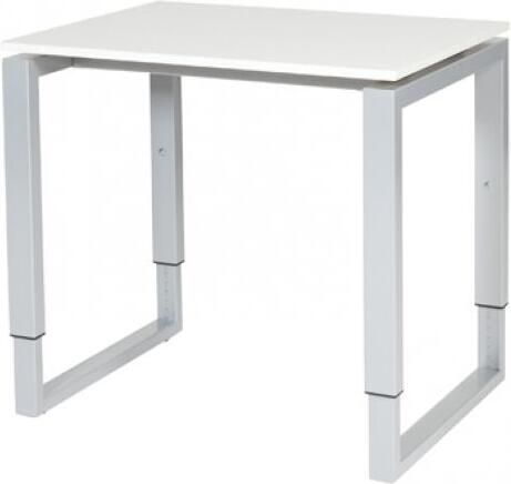 Schaffenburg Domino Plus bureau hoogte instelbaar (62-85cm) met 80x60cm'zwevend'licht grijs 20mm blad en aluminium (RAL9006) O-poot frame