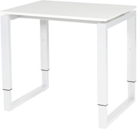 Schaffenburg Domino Plus bureau hoogte instelbaar (62-85cm) met 80x60cm'zwevend'licht grijs 20mm blad en wit (RAL9010) O-poot frame