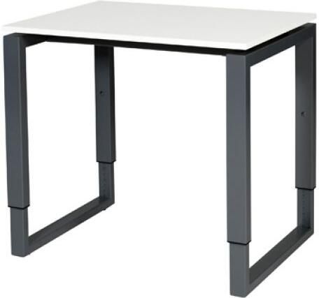 Schaffenburg Domino Plus bureau hoogte instelbaar (62-85cm) met 80x60cm'zwevend'licht grijs 20mm blad en zwart (RAL9011) O-poot frame