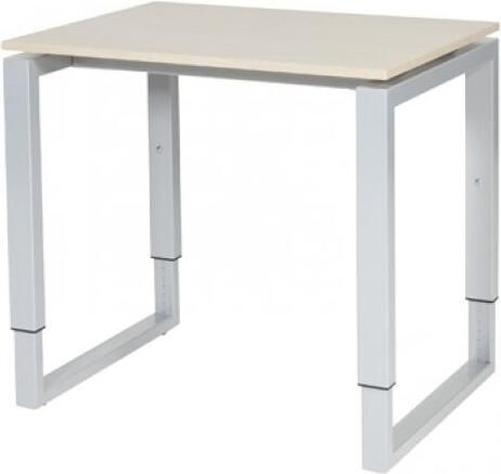 Schaffenburg Domino Plus bureau hoogte instelbaar (62-85cm) met 80x60cm'zwevend'lindberg eiken 20mm blad en aluminium (RAL9006) O-poot frame
