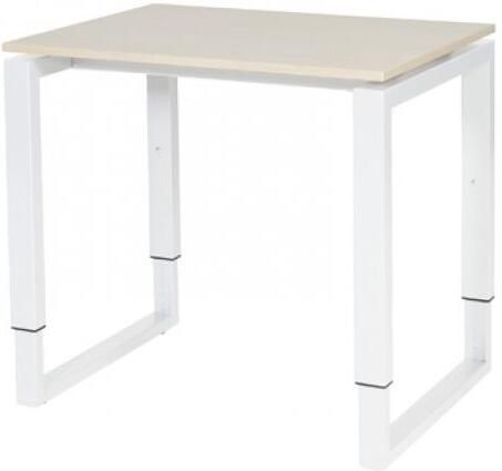 Schaffenburg Domino Plus bureau hoogte instelbaar (62-85cm) met 80x60cm'zwevend'lindberg eiken 20mm blad en wit (RAL9010) O-poot frame