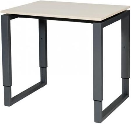 Schaffenburg Domino Plus bureau hoogte instelbaar (62-85cm) met 80x60cm'zwevend'lindberg eiken 20mm blad en zwart (RAL9011) O-poot frame