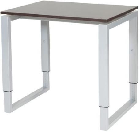 Schaffenburg Domino Plus bureau hoogte instelbaar (62-85cm) met 80x60cm'zwevend'wenge donker 20mm blad en aluminium (RAL9006) O-poot frame