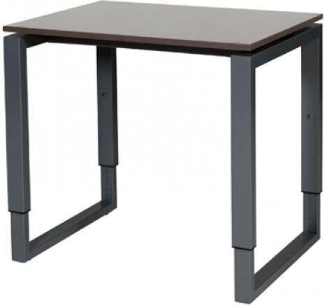 Schaffenburg Domino Plus bureau hoogte instelbaar (62-85cm) met 80x60cm'zwevend'wenge donker 20mm blad en zwart (RAL9011) O-poot frame