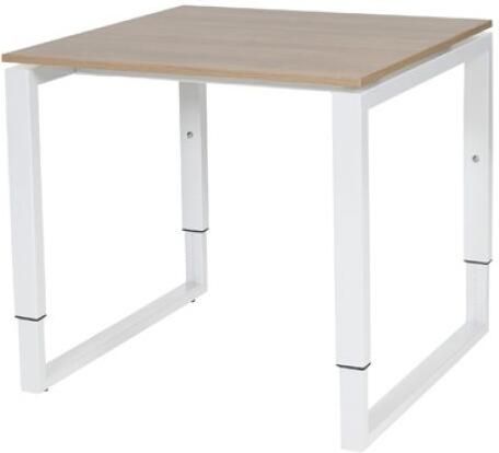 Schaffenburg Domino Plus bureau hoogte instelbaar (62-85cm) met 80x80cm'zwevend'kersen licht 20mm blad en wit (RAL9010) O-poot frame