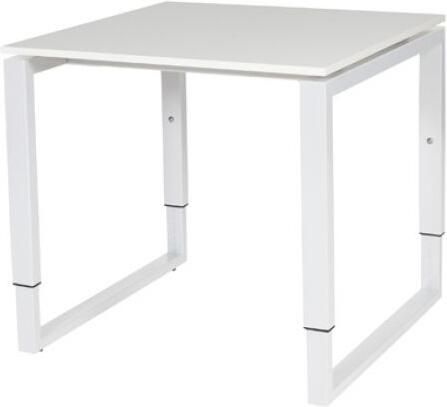 Schaffenburg Domino Plus bureau hoogte instelbaar (62-85cm) met 80x80cm'zwevend'krijtwit 20mm blad en wit (RAL9010) O-poot frame