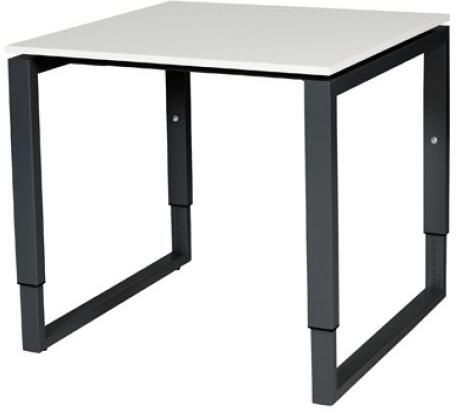 Schaffenburg Domino Plus bureau hoogte instelbaar (62-85cm) met 80x80cm'zwevend'licht grijs 20mm blad en zwart (RAL9011) O-poot frame